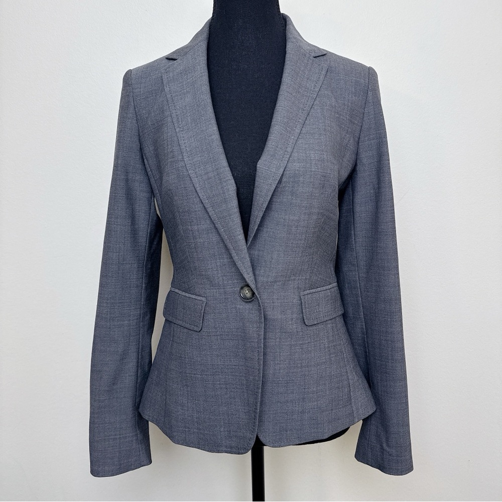 Banana Republic Womens 2 Stretch Wool Light Weight Grey Blazer